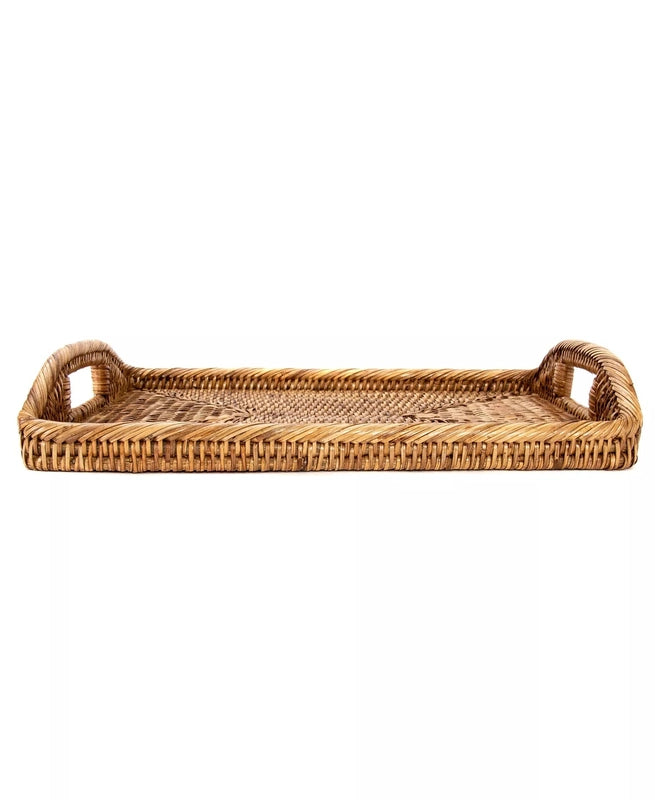 New Artifacts Rattan 17" Rectangular Tray (Honey Brown) - Kidsy