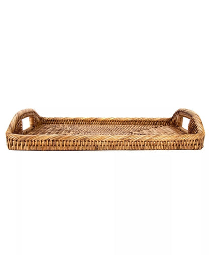 New Artifacts Rattan 17" Rectangular Tray (Honey Brown) - Kidsy