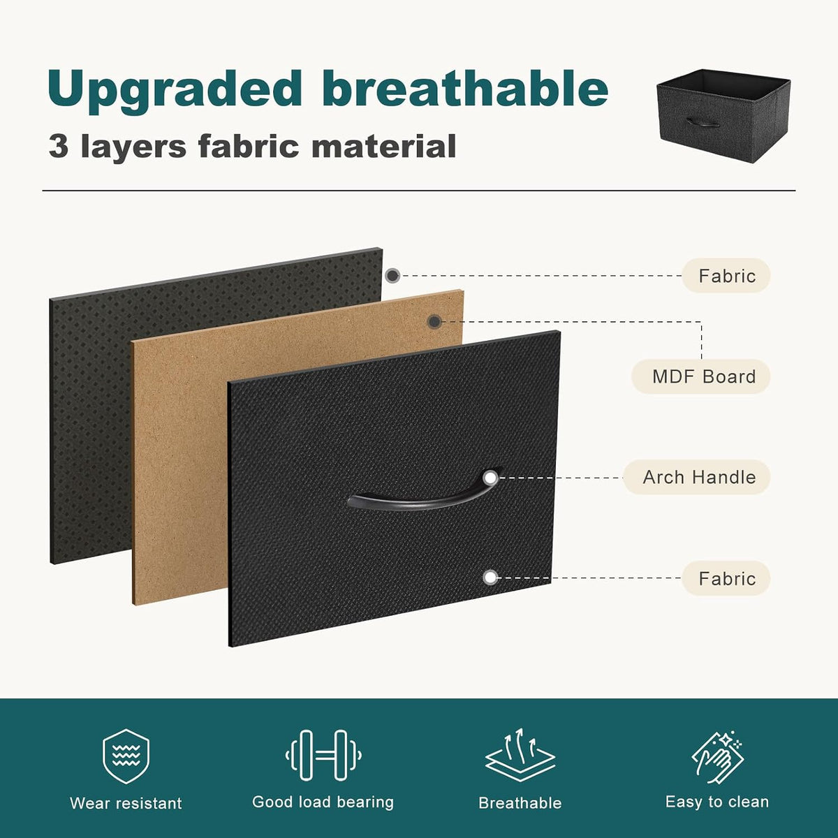 New Atilioo 9-Drawer Fabric Dresser with Wooden Top (Black) - Kidsy