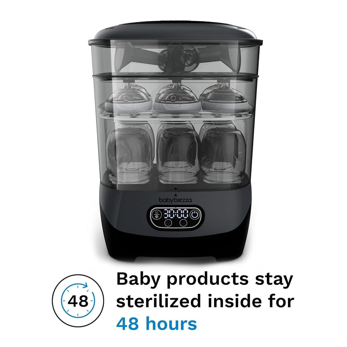 New Baby Brezza Baby Bottle Sterilizer + Dryer Advanced (Charcoal) - Kidsy