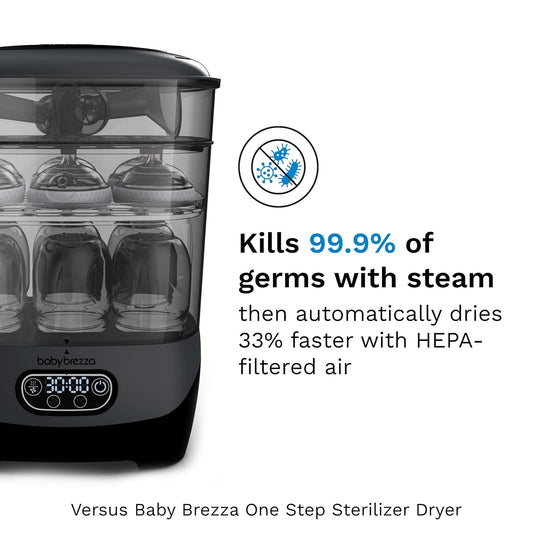 New Baby Brezza Baby Bottle Sterilizer + Dryer Advanced (Charcoal) - Kidsy