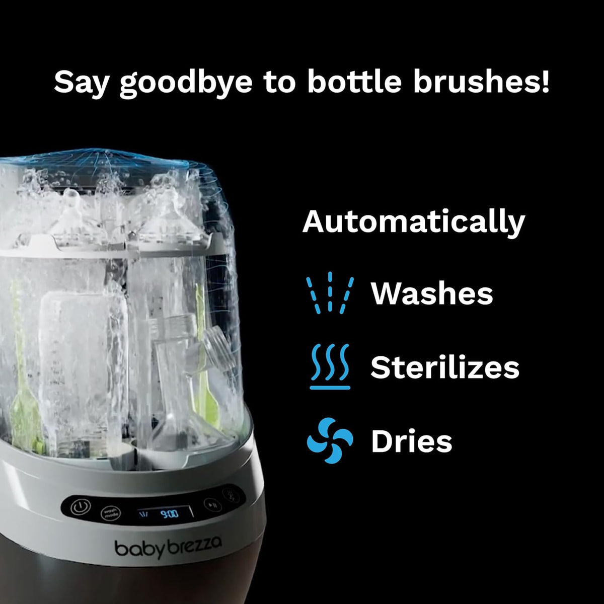 New Baby Brezza Bottle Washer Pro - Baby Bottle Washer, Sterilizer + Dryer (Black) - Kidsy