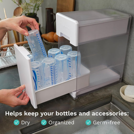 New Baby Brezza Covered Bottle Drying Rack & Organizer, 8-Bottle Capacity - Kidsy