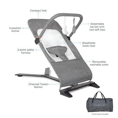 New Baby Delight Alpine Deluxe Portable Bouncer (Charcoal Tweed) - Kidsy