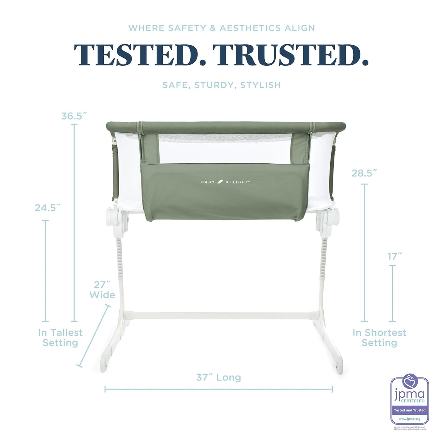 New Baby Delight Beside Me Dreamer Bassinet & Bedside Sleeper (Sage) - Kidsy