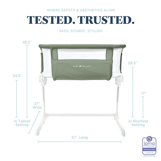 New Baby Delight Beside Me Dreamer Bassinet & Bedside Sleeper (Sage) - Kidsy