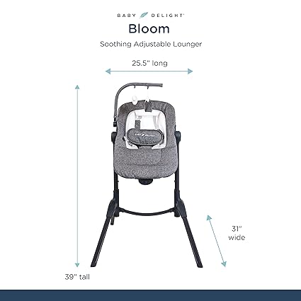 New Baby Delight Bloom Baby Seat | Soothing and Adjustable Baby Chair (Charcoal Tweed) - Kidsy