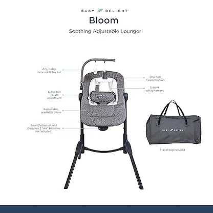 New Baby Delight Bloom Baby Seat | Soothing and Adjustable Baby Chair (Charcoal Tweed) - Kidsy