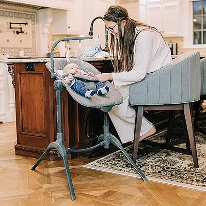 New Baby Delight Bloom Baby Seat | Soothing and Adjustable Baby Chair (Charcoal Tweed) - Kidsy