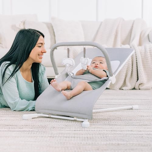 New Baby Delight Highland Portable Baby Bouncer (Pebble Gray) - Kidsy