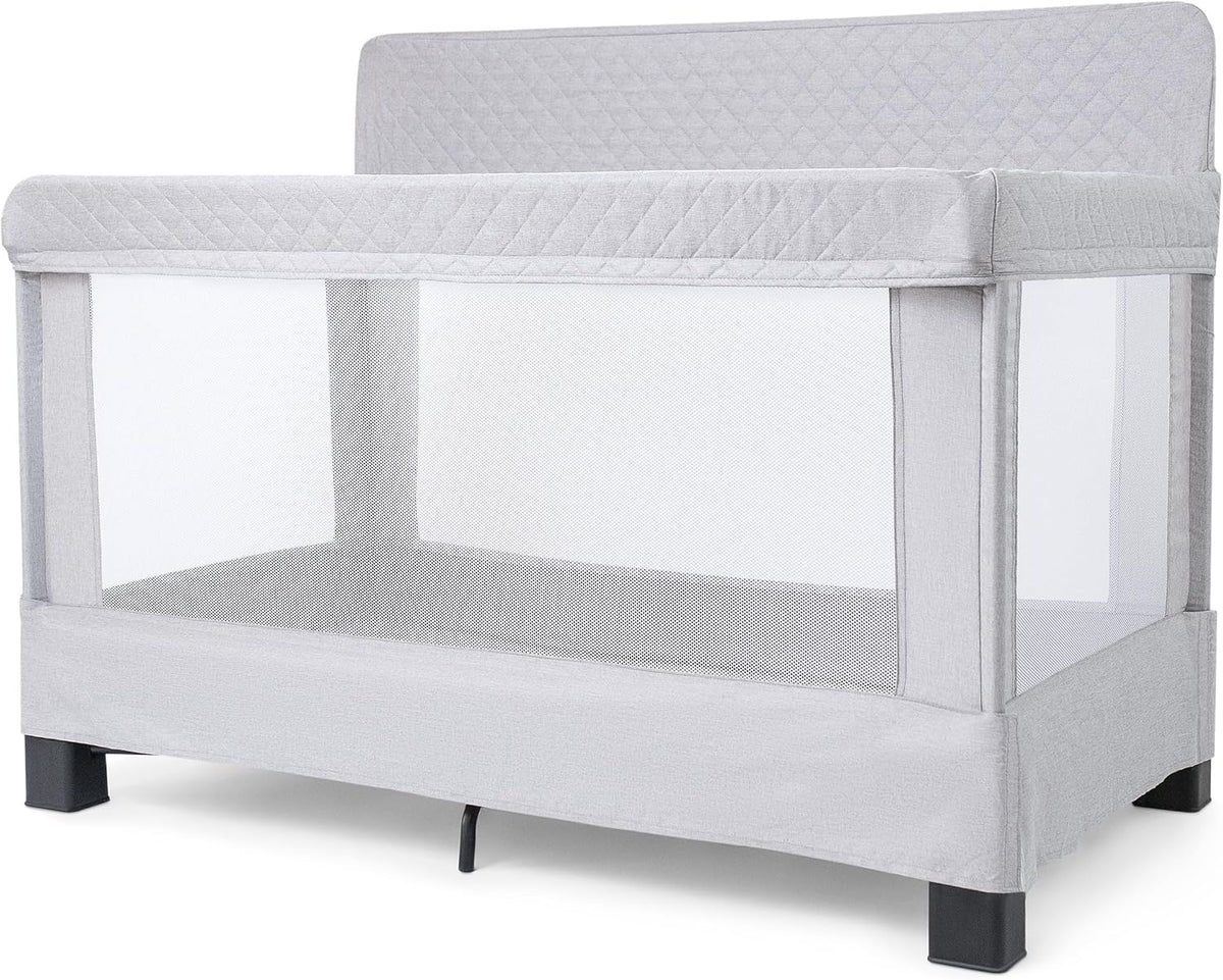 New Baby Delight Horizon Full-Size Mesh Crib (Grey) - Kidsy