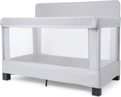 New Baby Delight Horizon Full-Size Mesh Crib (Grey) - Kidsy
