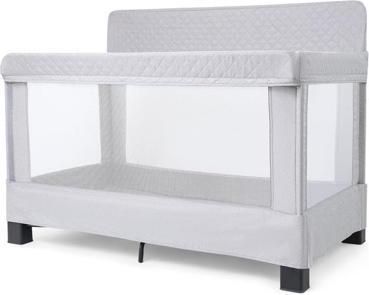 New Baby Delight Horizon Full-Size Mesh Crib (Grey) - Kidsy