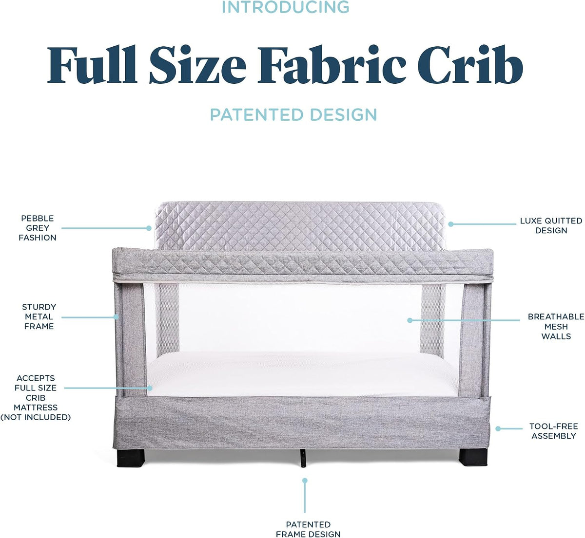 New Baby Delight Horizon Full-Size Mesh Crib (Grey) - Kidsy
