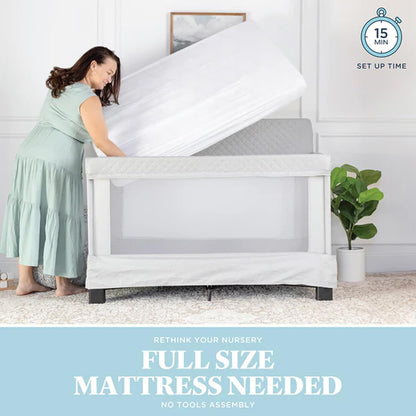 New Baby Delight Horizon Full-Size Mesh Crib (Grey) - Kidsy