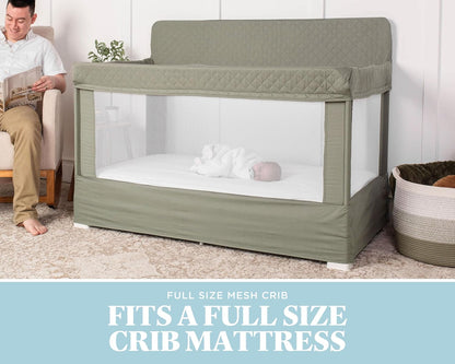 New Baby Delight Lunaire Full Size Crib & Playard (Organic Sage) - Kidsy
