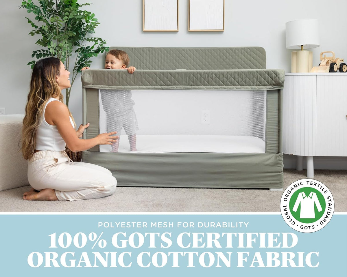 New Baby Delight Lunaire Full Size Crib & Playard (Organic Sage) - Kidsy