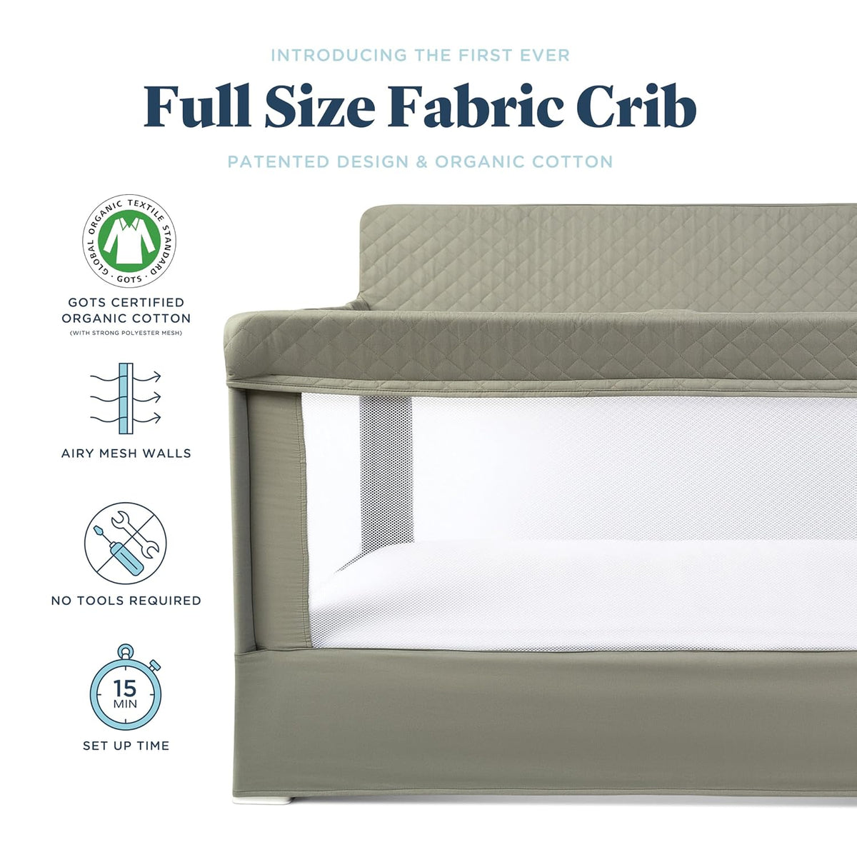 New Baby Delight Lunaire Full Size Crib & Playard (Organic Sage) - Kidsy