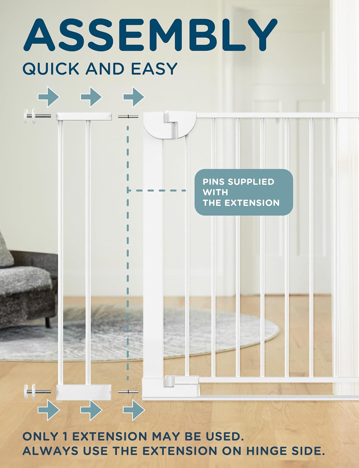New Baby Delight SizeWise™ Pressure Mounted Metal Gate Extension 5.5" - Kidsy