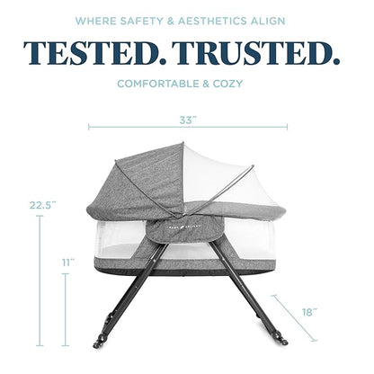 New Baby Delight Slumber Deluxe Rocking Bassinet (Charcoal Tweed) - Kidsy