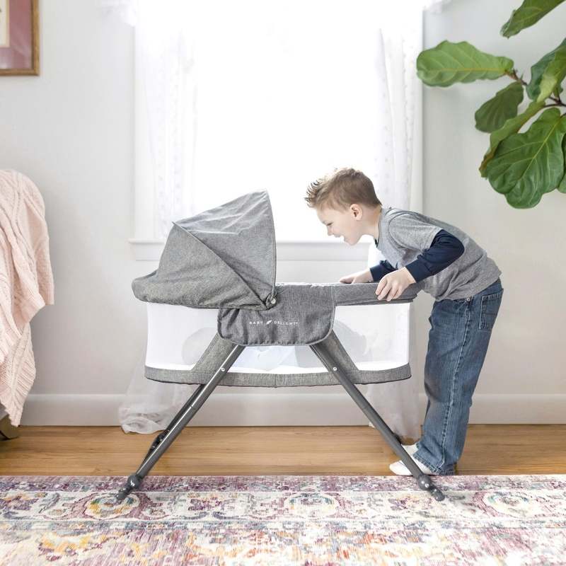 New Baby Delight Slumber Deluxe Rocking Bassinet (Charcoal Tweed) - Kidsy
