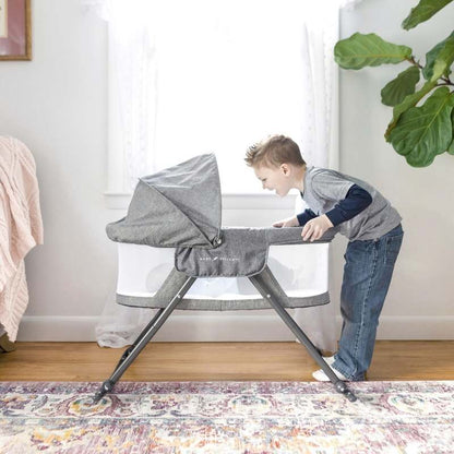 New Baby Delight Slumber Deluxe Rocking Bassinet (Charcoal Tweed) - Kidsy