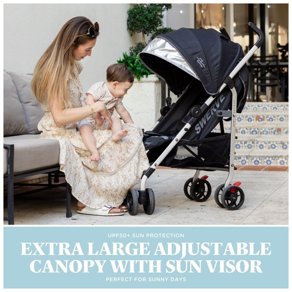 New Baby Delight Swerve Stroller Lightweight for Travel & Everyday (Black) - Kidsy