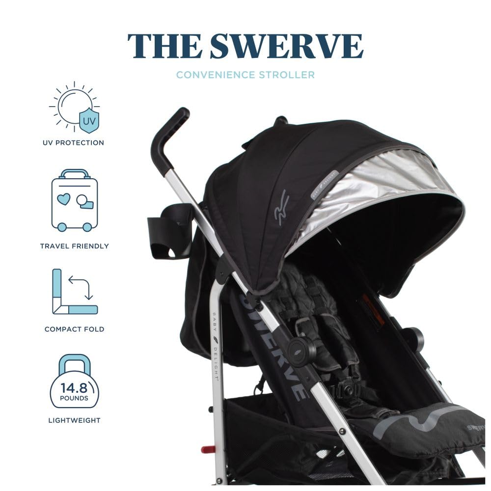 New Baby Delight Swerve Stroller Lightweight for Travel & Everyday (Black) - Kidsy