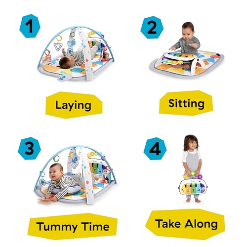 New Baby Einstein 4-in-1 Kickin' Tunes Music and Language Play Gym and Piano Tummy Time Activity Mat - Kidsy