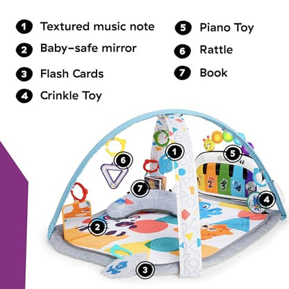 New Baby Einstein 4-in-1 Kickin' Tunes Music and Language Play Gym and Piano Tummy Time Activity Mat - Kidsy