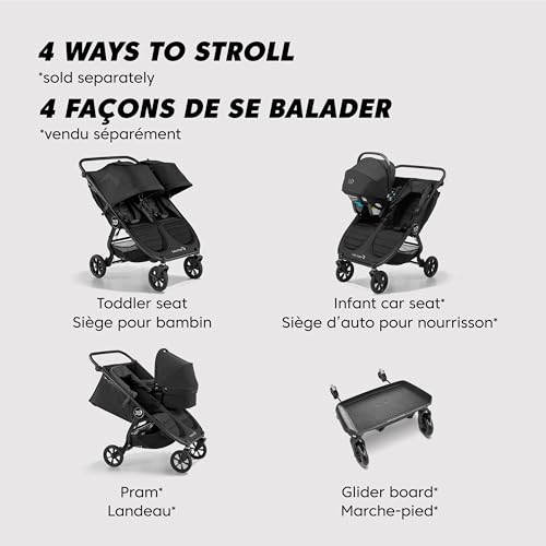 New Baby Jogger City Mini GT2 All - Terrain Double Stroller (Jet Black) - Kidsy