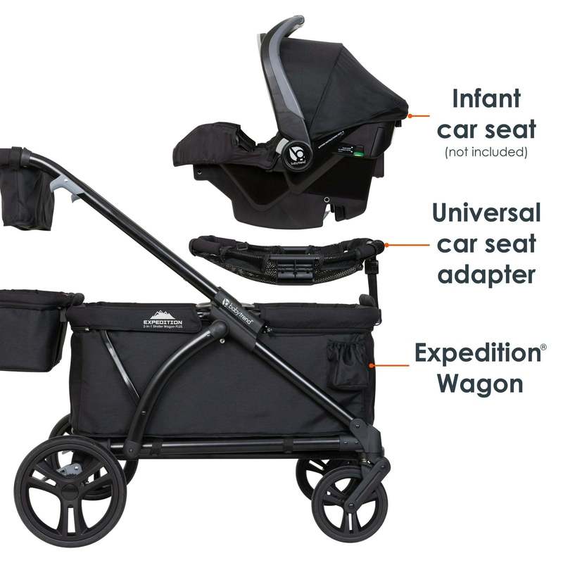 New Baby Trend Expedition 2 - in - 1 Stroller Wagon PLUS (Ultra Black) - Kidsy