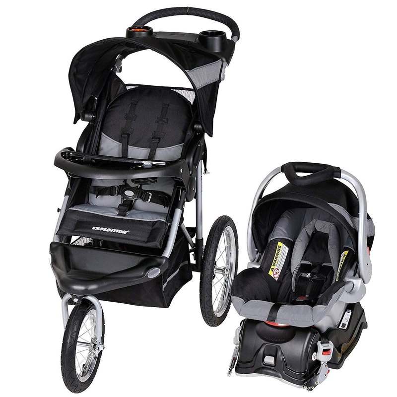 New Baby Trend Expedition Jogger Travel System with EZ Flex - Loc Infant Car Seat (Millenium White) - Kidsy