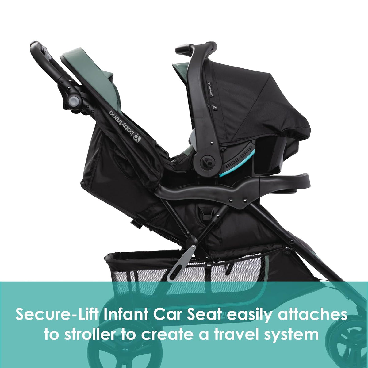 New Baby Trend EZ Ride SE Travel System with Secure - Lift Infant Car Seat (Dash Sage) - Kidsy