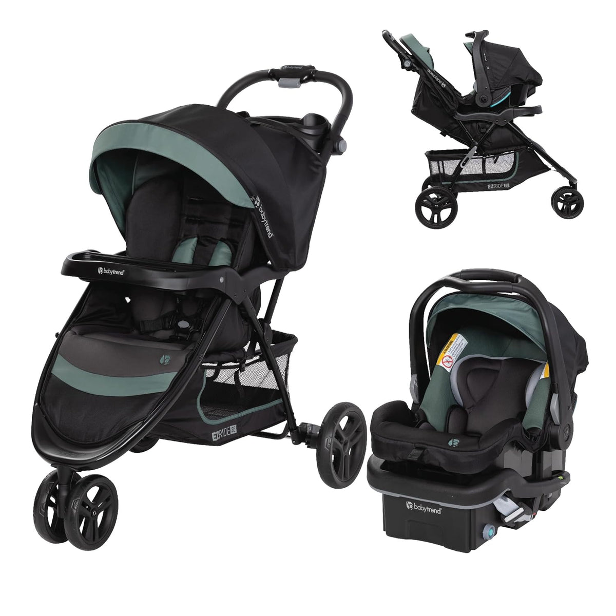 New Baby Trend EZ Ride SE Travel System with Secure - Lift Infant Car Seat (Dash Sage) - Kidsy