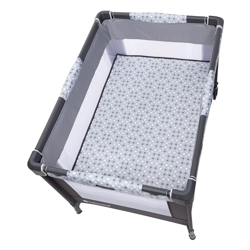 New Baby Trend Nursery Den Playard with Rocking Cradle (Pebble Stone) - Kidsy