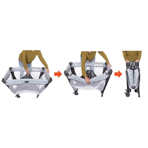 New Baby Trend Nursery Den Playard with Rocking Cradle (Pebble Stone) - Kidsy