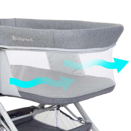 New Baby Trend Quick - Fold 2 - in - 1 Rocking Bassinet (Shadow Stone Gray) - Kidsy