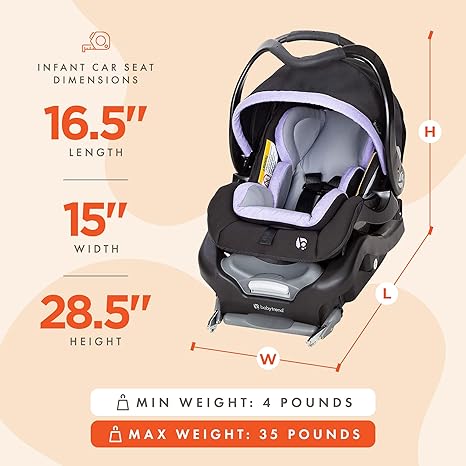 New Baby Trend Snap Tech 35 Infant Car Seat (Lavender Ice) - Kidsy