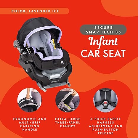 New Baby Trend Snap Tech 35 Infant Car Seat (Lavender Ice) - Kidsy