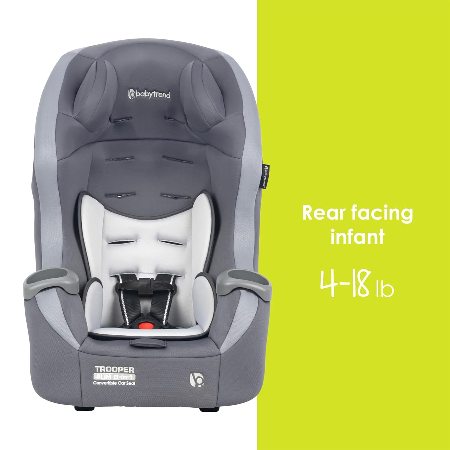 New Baby Trend Trooper Slim 3 - in - 1 Convertible Car Seat (Dash Grey) - Kidsy