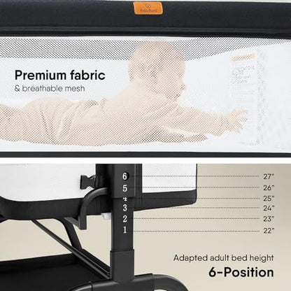 New BabyBond 3 - in - 1 Bassinet Bedside Sleeper (Black) - Kidsy