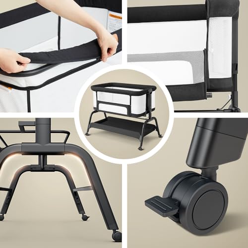 New BabyBond 3 - in - 1 Bassinet Bedside Sleeper (Black) - Kidsy