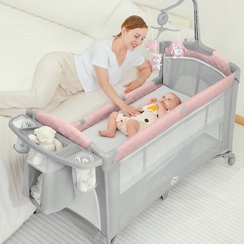 New BabyBond Baby Bassinet Bedside Crib (Pink) - Kidsy