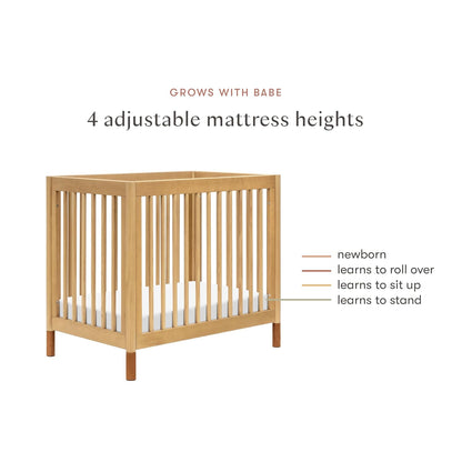 New Babyletto Gelato 4-in-1 Convertible Mini Crib (Honey with Vegan Tan Leather Feet) - Kidsy