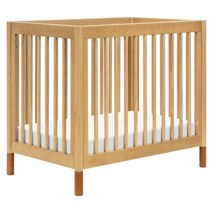 New Babyletto Gelato 4-in-1 Convertible Mini Crib (Honey with Vegan Tan Leather Feet) - Kidsy