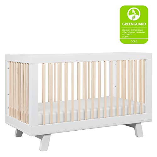 New Babyletto Hudson 3 - in - 1 Convertible Crib (White and Washed Natural) - Kidsy