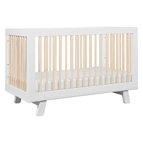New Babyletto Hudson 3 - in - 1 Convertible Crib (White and Washed Natural) - Kidsy
