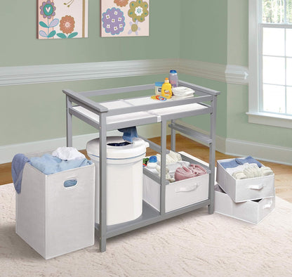 New Badger Basket Modern Baby Changing Table (Gray and White) - Kidsy