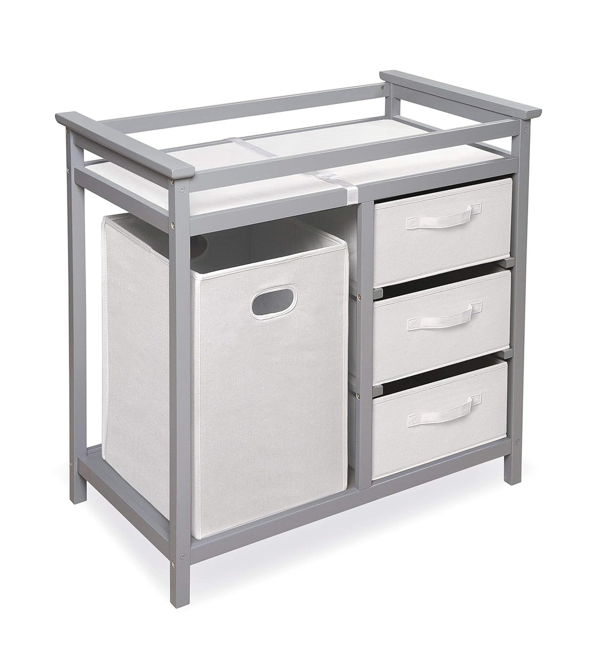 New Badger Basket Modern Baby Changing Table (Gray and White) - Kidsy